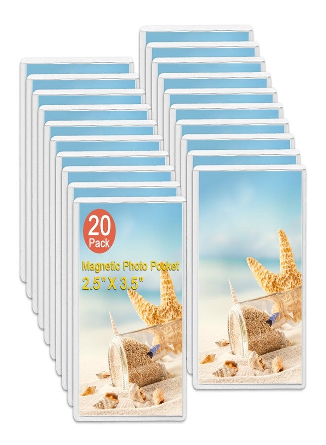 KikoSkool Magnetic Photo Pocket Refrigerator 20 Pack, Hold White 2.5X3.5 Photos, Magnetic Photo Frame for Fridge, Locker, Office Cabinet. - Image 1